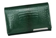 Portfele - Portfel Damski Skórzany GREGORIO Duży Z Suwakiem Lakierowany RFID GF-112 ZIELONY 15 x 10 x 4 [cm] - miniaturka - grafika 1