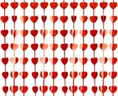 Dekoracje i nakrycia stołu na imprezę - Godan Kurtyna serca metaliczna 100 x 200 cm czerwona - miniaturka - grafika 1