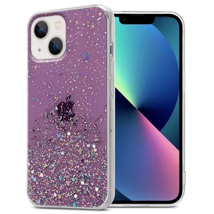 Pokrowiec Do Apple iPhone 13 Etui w Fiolet z Brokatem Glitter Obudowa Case Cover TPU Cadorabo - Etui i futerały do telefonów - miniaturka - grafika 1