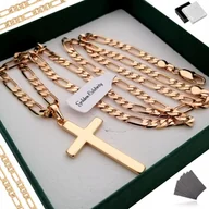 Łańcuszki - MĘSKI ZŁOTY ŁAŃCUSZEK FIGARO ZAWIESZKA KRZYŻYK 18K PREZENT NA DLA NIEGO - miniaturka - grafika 1