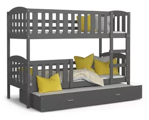 Łóżko piętrowe 190x80 szare KUBUŚ 3-osobowe - Łóżka dla dzieci i młodzieży - miniaturka - grafika 1