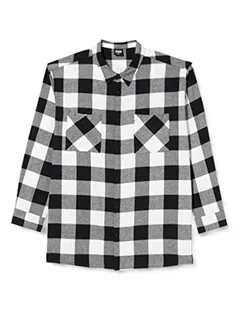 Koszule męskie - Urban Classics Męska koszula z długim rękawem, oversize, czarna/biała, 5XL - grafika 1