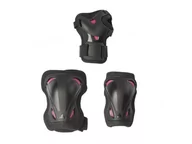 Ochraniacze - Rollerblade damskie łyżworolki Gear W 3-pak Protective, Black/Raspberry, M - miniaturka - grafika 1