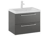 Szafki łazienkowe - Szafka Wisząca Z Umywalką RON 60 cm - Titan Mat - Uchwyty Białe Matowe - miniaturka - grafika 1