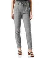Spodnie damskie - VERO MODA Damskie spodnie rekreacyjne Vmeva Hr L Paperbag Check P Ga Tall Noos, Grey/Checks:white, 36-S-L - miniaturka - grafika 1