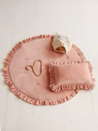 Maty edukacyjne - Mata soft welwet z falbanką "Peach fuzz" - miniaturka - grafika 1