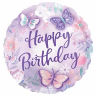 Balony i akcesoria - Amscan, balon foliowy urodziny Motyl, standard, okrągły, 43 cm - miniaturka - grafika 1