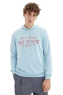 Bluzy męskie - Trendyol Męska bluza z kapturem, jednokolorowa, regularna, NIEBIESKI, S - miniaturka - grafika 1