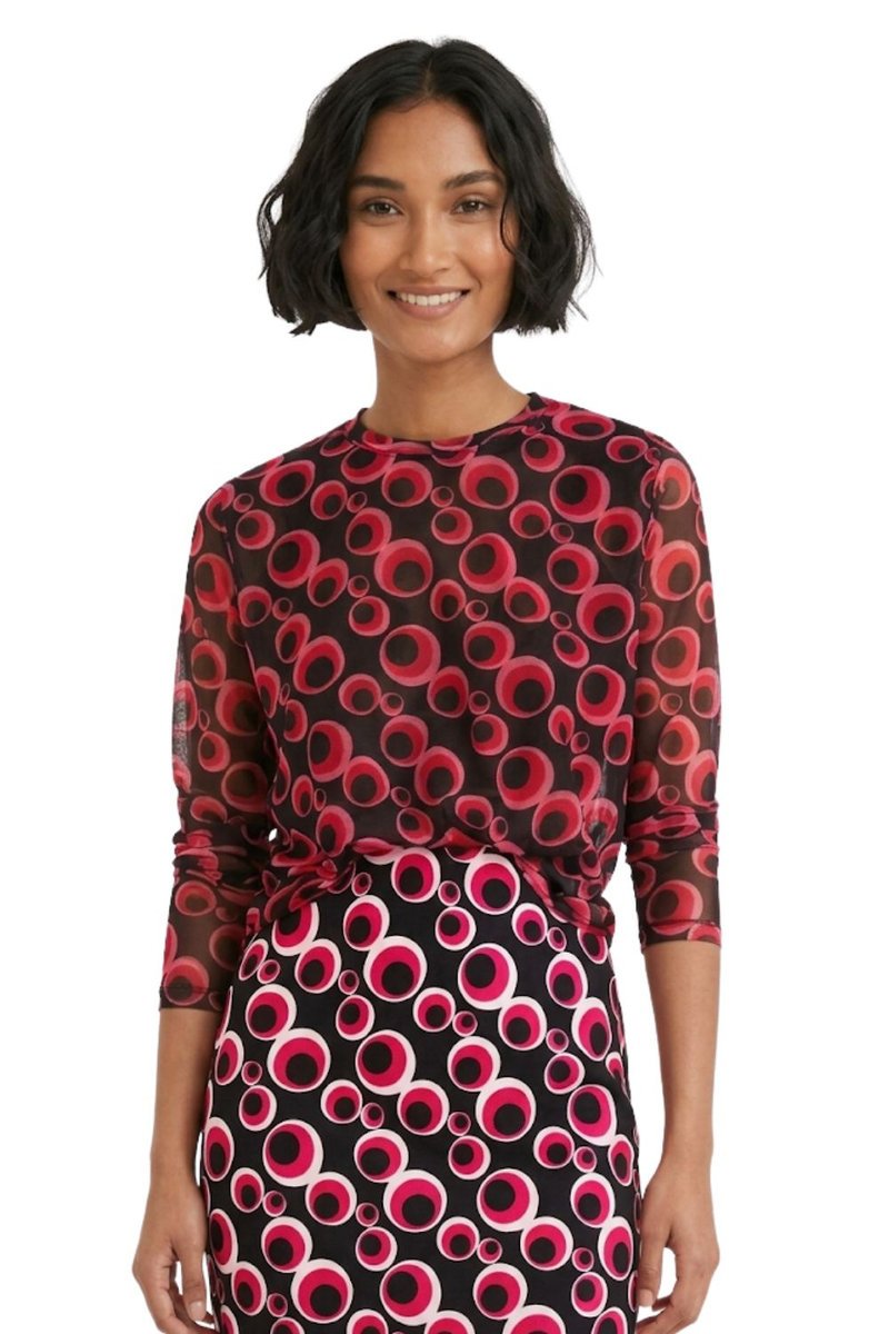 Bluzka damska Desigual Daria przeźroczysta w koła-S