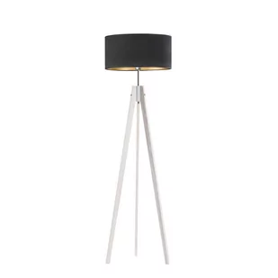 Lysne, Lampa podłogowa na drewnianym stelażu Haiti Velur, Czarny ze złotym wnętrzem - Lampy stojące - miniaturka - grafika 1
