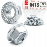Śruby i nakrętki - Nakrętka kołnierzowa M10 DIN 6923 ząbkowana ocynk ocynkowana 10szt. - miniaturka - grafika 1