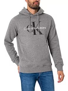 Calvin Klein Bluza Core Monogram Hoodie J30J320934 BEH - czarna męska bluza z kapturem, Szary, L - Bluzy męskie - miniaturka - grafika 1