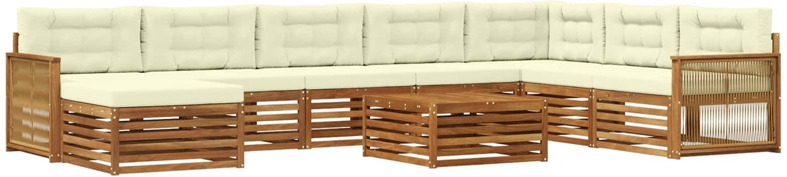 vidaXL Zestaw sof na zewnątrz z poduszką 9 pcs Naturalny i Kremowy