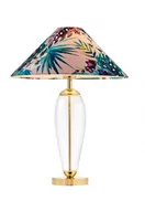 Lampy stojące - Kaspa Lampa stołowa Feria 1 40909116 różowa oprawa z kwiatowym abażurem 40909116 - miniaturka - grafika 1