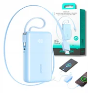 Powerbanki - Powerbank Joyroom JR-PR2L 10000mAh 35W z wbudowanym zwijanym kablem USB-C i kablem-smyczą Lightning - niebieski - miniaturka - grafika 1