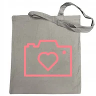Torby i wózki na zakupy - Torba na zakupy nadruk Różowy Aparat Serce - miniaturka - grafika 1