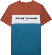 Koszulki męskie - T-shirt męski 4FWSS24TTSHM1326 - brązowy S - miniaturka - grafika 1