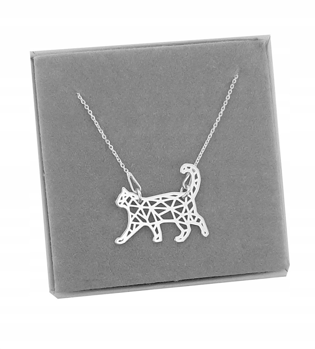 Naszyjnik KOT ORIGAMI dachowiec CELEBRYTKA srebro