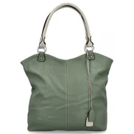 Torebki damskie - Torebka Uniwersalna Shopper Bag Hernan HB0150 Jasno Zielona/Beżowa - miniaturka - grafika 1