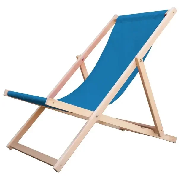 Leżaki Drewniane Producent Leżak Plażowy Niebieski