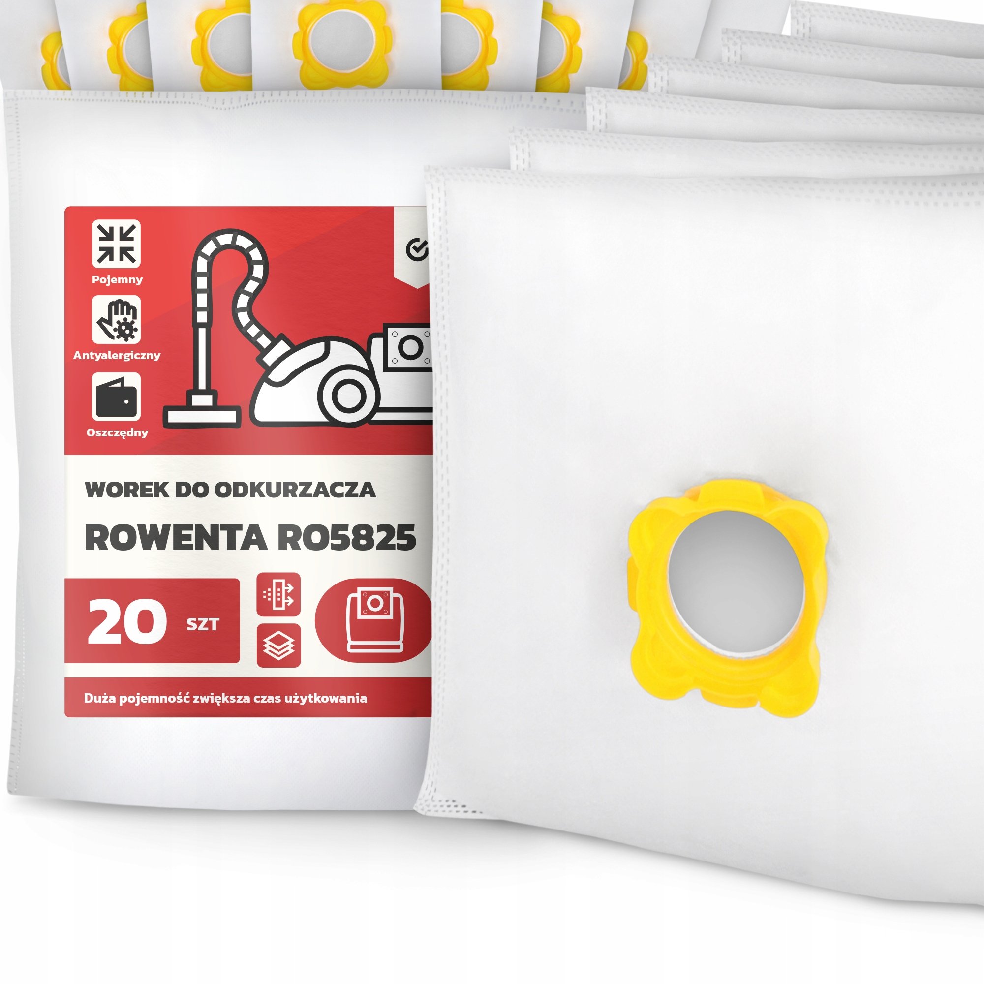 20x Worek do Odkurzacza Rowenta RO5825 Syntetyczny Mikrowłókna Duży Work G9