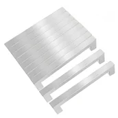 Zawiasy, okucia i inne akcesoria - Zestaw 10 uchwytów do szafek kuchennych ze stali nierdzewnej, kwadratowe, rozstaw otworów 128 mm, szczotkowane srebro - miniaturka - grafika 1