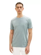 Koszulki męskie - TOM TAILOR T-shirt męski w paski, 32472 - Ice Blue White Inject Stripe, M - miniaturka - grafika 1