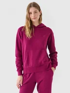 Bluzy sportowe damskie - Damska bluza dresowa nierozpinana z kapturem 4F 4FWMM00TSWSF1764 - różowa - miniaturka - grafika 1