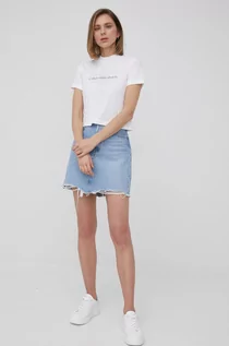 Koszulki i topy damskie - Calvin Klein Jeans Jeans t-shirt bawełniany kolor biały - grafika 1