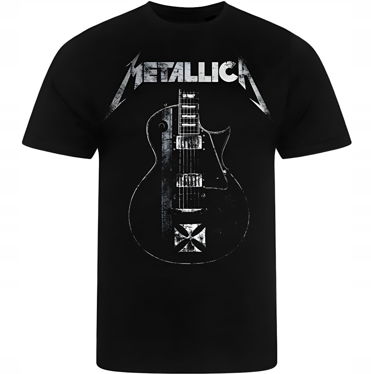 CZARNA KOSZULKA Z NADRUKIEM MĘSKA ŚMIESZNA T-SHIRT ROCKOWA METALLICA GITARA