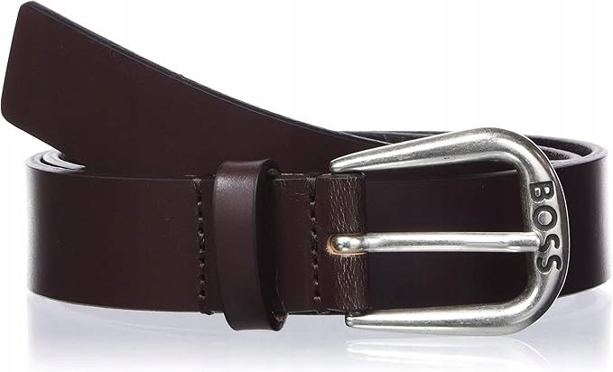 BOSS PASEK DAMSKI BRĄZOWY SKÓRZANY Z LOGO 90 JMK