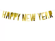 Sylwester - PartyDeco Baner "Happy New Year", zloty, 90 cm GRL46-019M - miniaturka - grafika 1