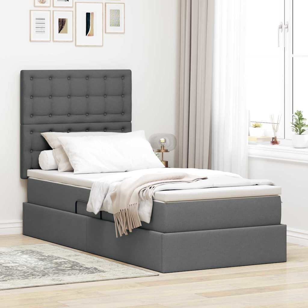 vidaXL Łóżko z miejscem na przechowywanie i materacem 90 x 200 cm