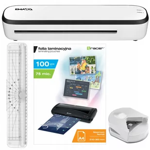 Laminator A4 Laminarka 100 Folii A4 Trymer Zaokrąglacz Zestaw - Laminatory - miniaturka - grafika 1