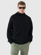 Bluzy sportowe męskie - Męska bluza dresowa rozpinana z kapturem 4F 4FRAW24TSWSM1820 - czarna - miniaturka - grafika 1