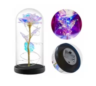 Sztuczne kwiaty - Kryształowa Wieczna Róża Pod Kloszem Kwiat Led - miniaturka - grafika 1