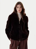 Płaszcze damskie - Dixie Futro V330Y003A Brązowy Regular Fit - miniaturka - grafika 1