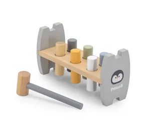 VIGA PolarB Zestaw Drewniana Piramidka + Przebijanka z Młoteczkiem Pingwinek Montessori - Klocki - miniaturka - grafika 5