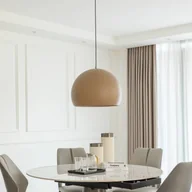 Lampy sufitowe - Lampa wisząca LED Lucande Lythara, brązowa, Ø 50 cm, aluminium - miniaturka - grafika 1