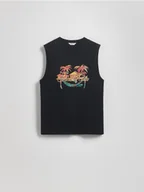 Koszulki męskie - Reserved - Bawełniany tank top - czarny - miniaturka - grafika 1