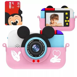 Zabawki interaktywne dla dzieci - Frahs Frahs Mini aparat cyfrowy dla dzieci Myszka Miki 12 Mpx Różowy 5903457102837 - grafika 1