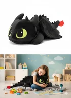 Maskotki i pluszaki - Pluszowy Czarny Smok Z Zielonymi Oczami 100cm - Przytulanka Dla Dzieci - miniaturka - grafika 1