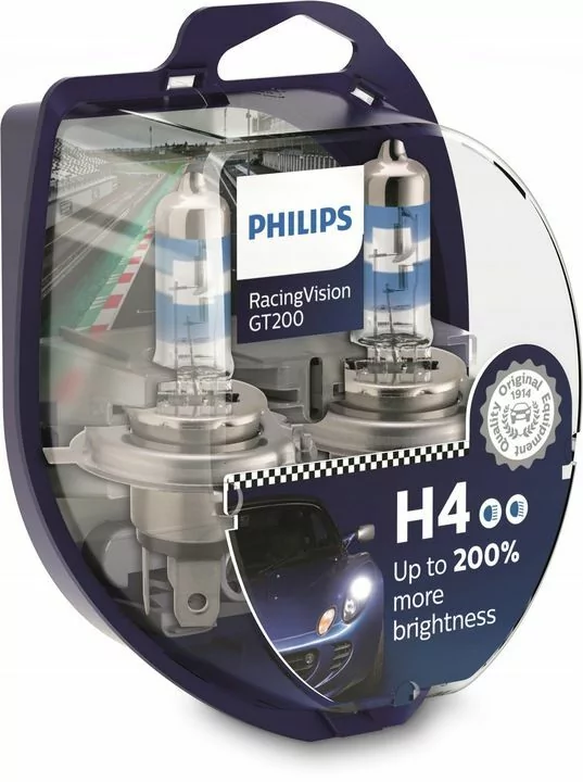 Philips Żarówki H4 Racing Vision GT200 +200% 3700K