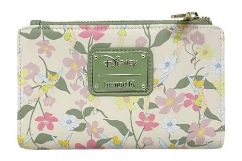 Loungefly Disney Piotruś Pan Tinkerbell kwiatowy zamek wokół portfela, zielony, na co dzień