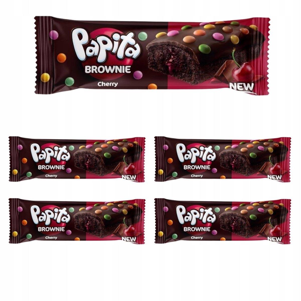PAPITA BROWNIE WIŚNIA 40G Intensywny Smak Czekolady i Wiśni x5 szt.