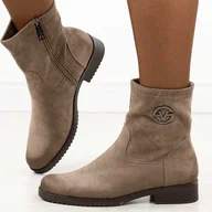 Botki damskie - Beżowe zamszowe botki damskie Vinceza 58594 - miniaturka - grafika 1