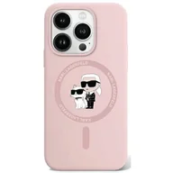 Etui i futerały do telefonów - Karl Lagerfeld KLHMP15LSCMKCRHP iPhone 15 Pro 6.1" różowy/pink hardcase Silicone Karl & Choupette MagSafe - miniaturka - grafika 1