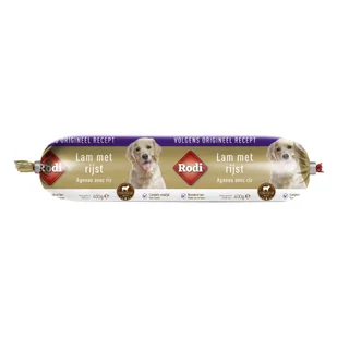 Kiełbasa jagnięco-ryżowa Rodi - 6 x 400 g - Przysmaki dla psów - miniaturka - grafika 1