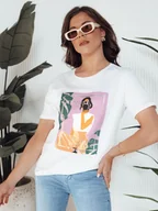 Koszulki i topy damskie - T-shirt damski MEMORY biały Dstreet RY2627 - miniaturka - grafika 1