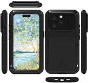 Etui i futerały do telefonów - LOVE MEI Etui pancerne + szkło Powerful do iPhone 16 Pro, czarne - miniaturka - grafika 1